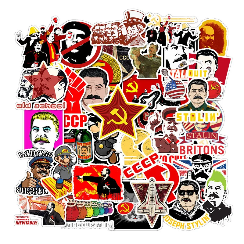 

50PCS Mixed Soviet Union Stalin USSR CCCP HET Stickers Waterproof PVC Skateboard Guitar Luggage Motorcycle Sticker Kid Toy
