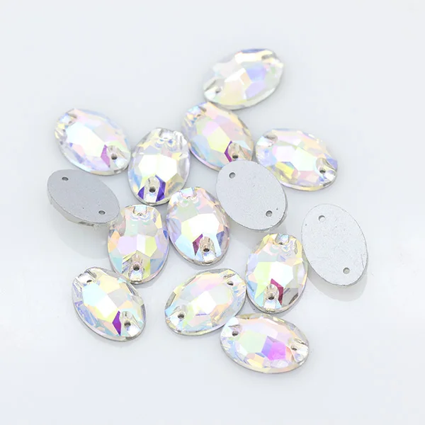 Овальные Стеклянные Камни для шитья всех размеров 18 цветов стразы с плоской