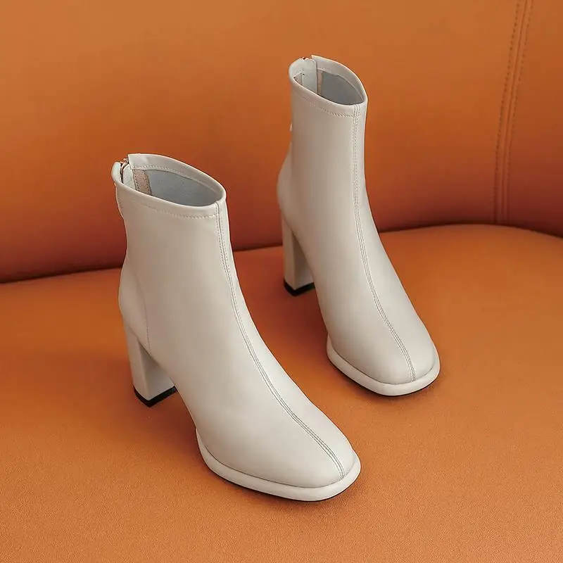 

Женские ботинки из натуральной кожи, ботильоны на платформе с молнией, на высоком каблуке, сезон осень-зима, 2021