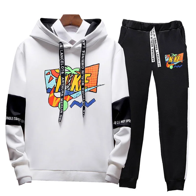 

Sets Tracksuit Men Autumn Winter Hooded Sweatshirt Drawstring Outfit Sportswear 2020 Male Suit Pullover Two Piece Set Casua