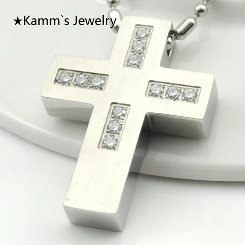 

AMUMIU Модный Крест Стразы Подвеска ожерелье мужские ювелирные изделия из нержавеющей стали Рождественский подарок вечерние оптовая продажа ...