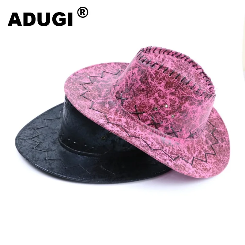 Ковбойская шляпа ADUGI в западном стиле с трещинами модные мужские и женские шляпы