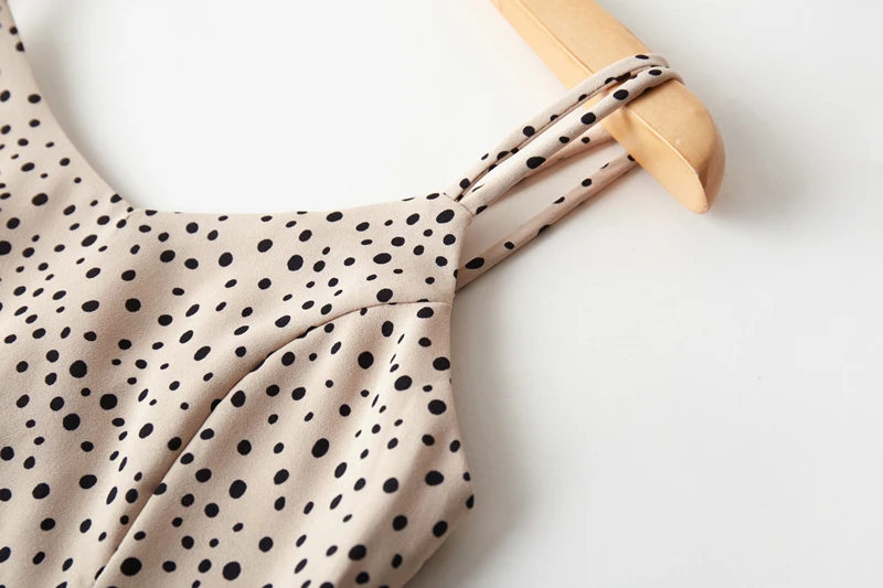 

2020 New-Coming Spring Summer Holiday Dress Cross Spaghetti Strap Open Back Dot Beach Style Ankle-Length Women Dresse