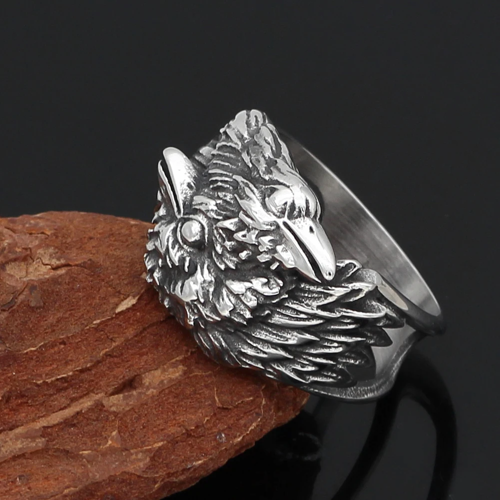 Viking Men odin raven Huginn and Muninn кольцо из нержавеющей стали нордические украшения с