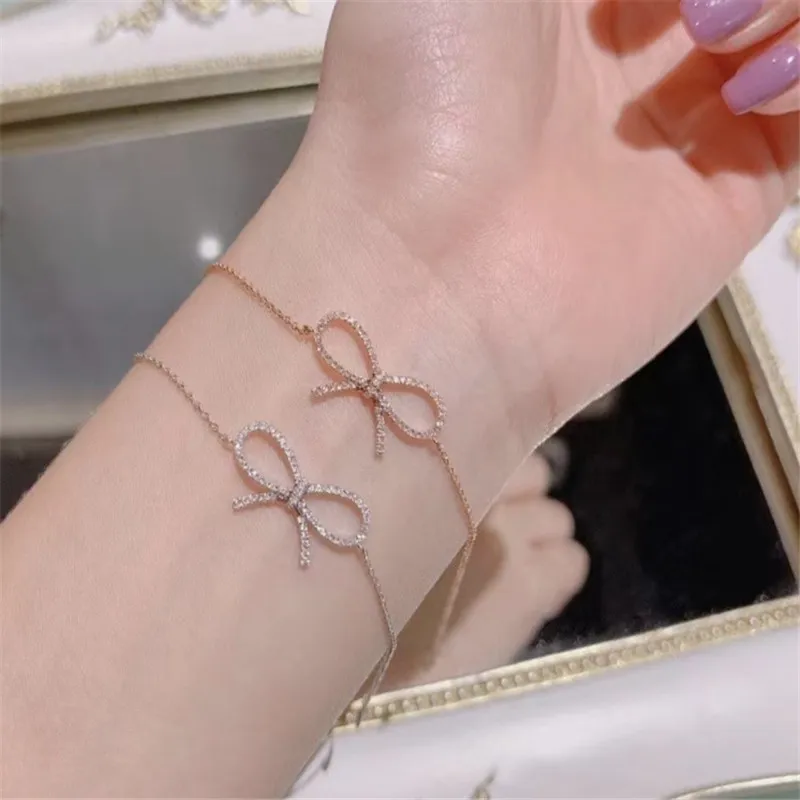 

2020 The New Full zircon bowknot bracelet S925 Sterling silver Original Women Luxury brands Jewelry Logo Valentine's Day gift