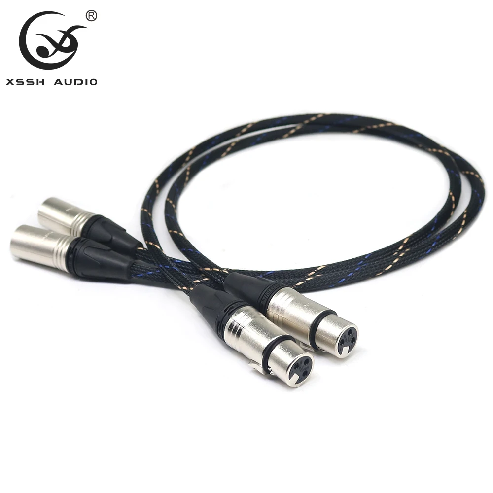 Кабель XSSH Hi-end HIFI 2-жильный из чистой меди, кабель с разъемами OFC, мама, папа XLR-XLR, аудиокабель кабель, линия провода, 1 пара, 3 контакта
