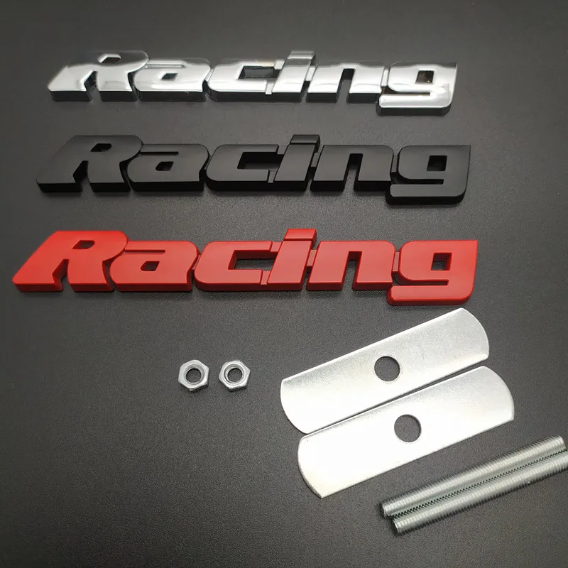 

3D Metal Racing Car Front Hood Grill Emblem Auto Grille Badge Side Fender Rear Trunk Emblem Badge Sticker Decal Chrome Racing