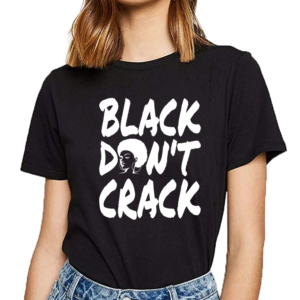 

Женская хлопковая футболка с надписью «Don't crack»