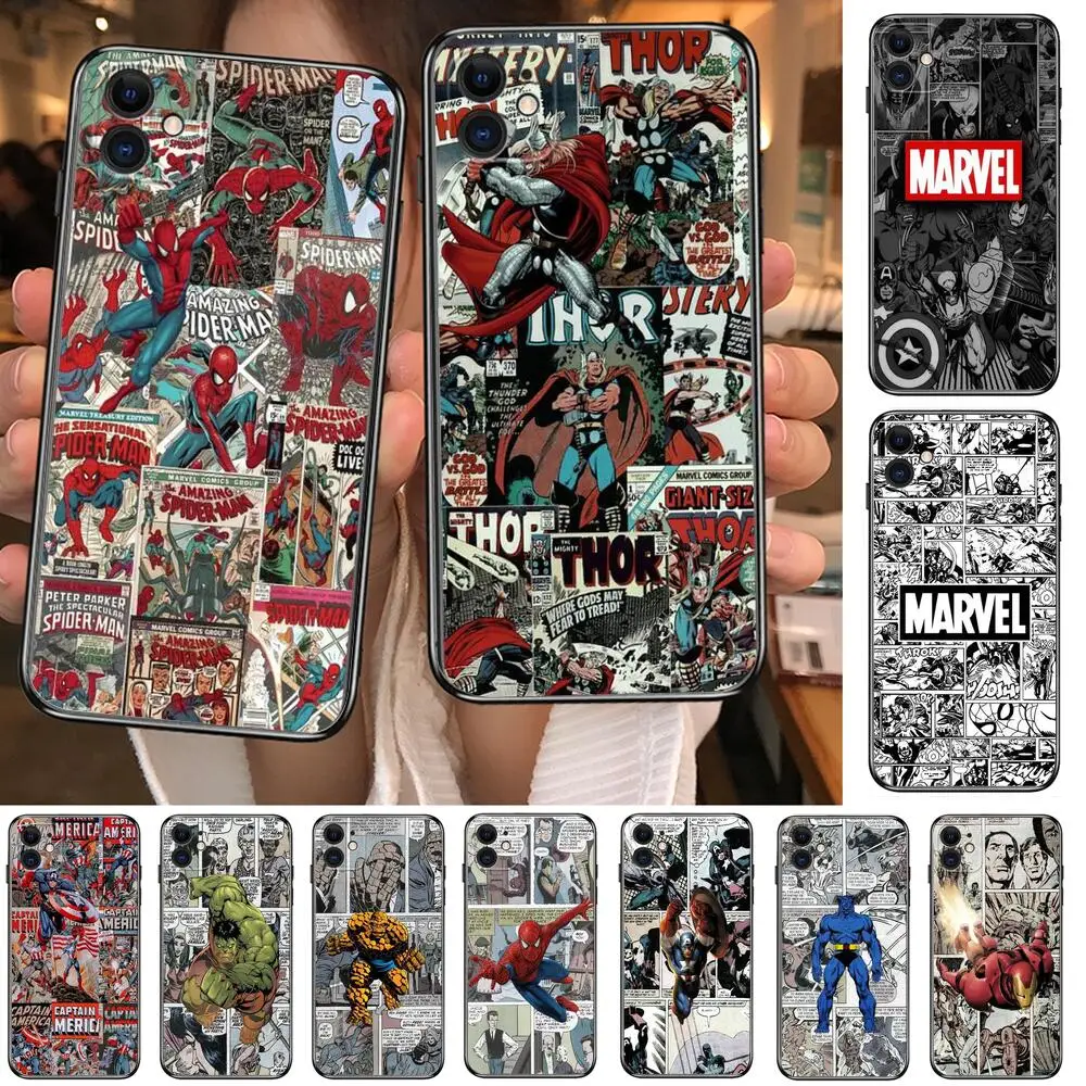 Чехлы для телефонов с комиксами Marvel iphone 13 Pro Max Чехол 12 11 8 PLUS 7 6S XR X XS mini мобильный