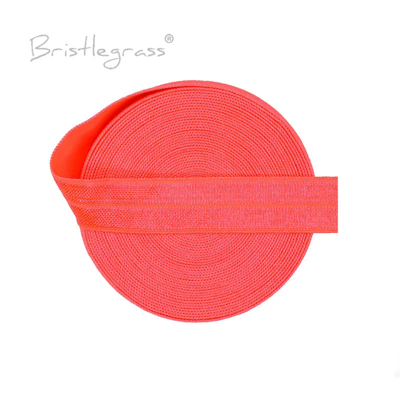 

BRISTLEGRASS 5 Yard 5/8" 15mm Neon Orange FOE Fold Over Elastics Spandex Satin Kid Hairband Headband Lace Trim DIY Sewing Notion