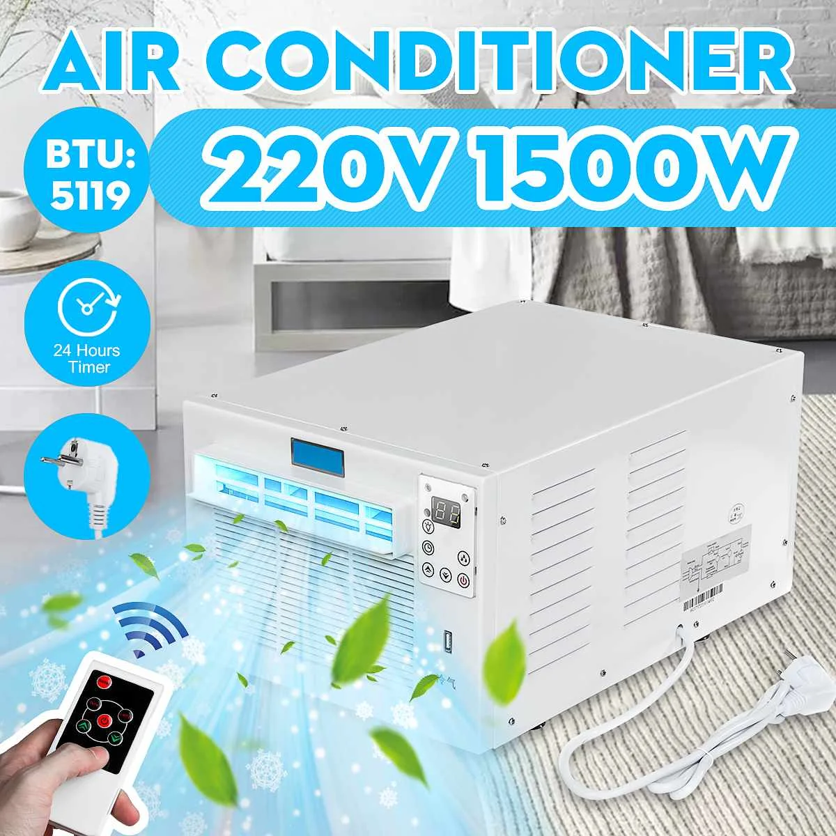 

1500W Настольный воздухокондиционер таймер на 24 часа машина для изготовления холодного/тепла двойного назначения с Дистанционный пульт свет...