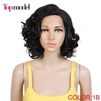 topmodel synthetic lace wig short cruly wig 12 inch womens wigs ombre blonde wig heat resistant wig for black women cosplay wig
