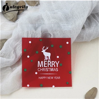 {D& P 100pcs 10X10+ 3 см Рождество печенья конфеты упаковки хлеба самоклеящаяся Пластик печенье закуски выпечка посылка милые сумки через плечо - Цвет: CUTE 5