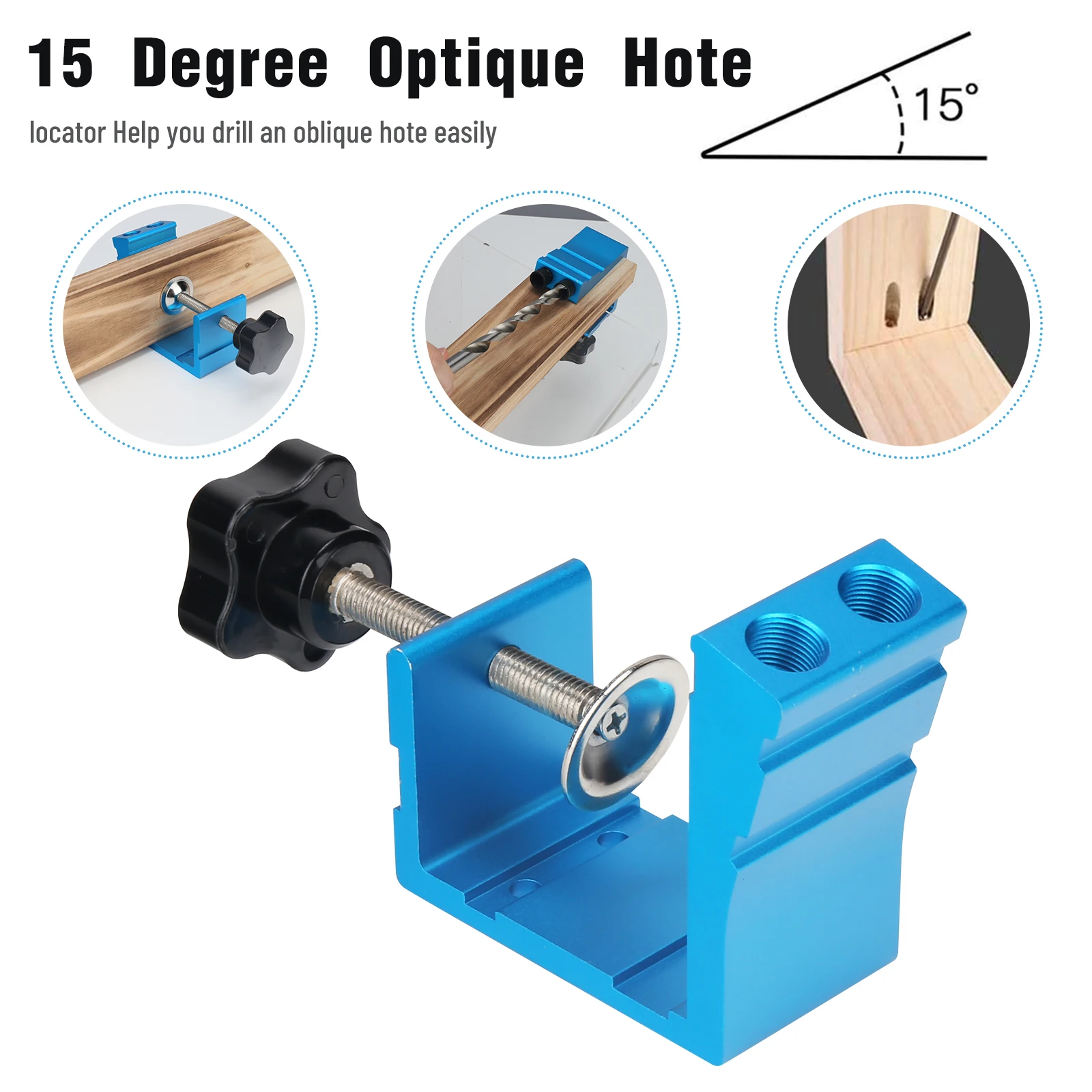 

48 PCS Woodworking Punch Locator Tool Aluminum 15 Degree Pocket Hole Screw Fixture Pin Drill Joinery Pocket Fixture Tools Kit