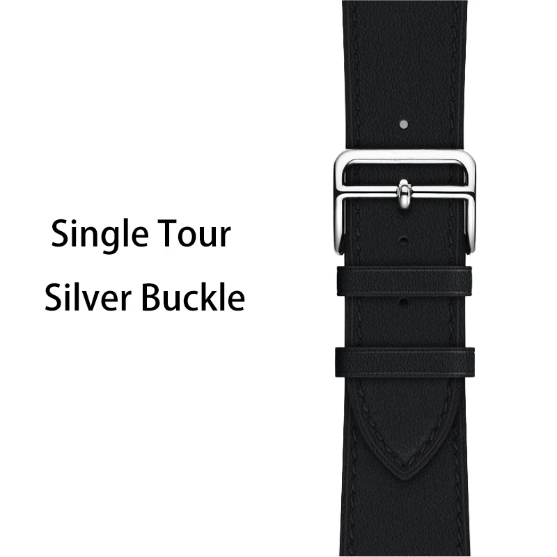 Single-Silver 40 мм 44 мм черный ремешок для Apple Watch Series 5 ремешок для часов из натуральной кожи браслет один двойной тур полосы для iWatch серии 3 2 - Цвет ремешка: Single-Silver