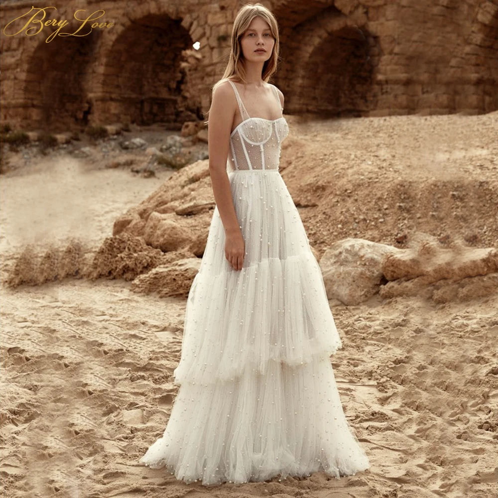 Женское длинное платье невесты ТРАПЕЦИЕВИДНОЕ цвета слоновой кости с лифом и