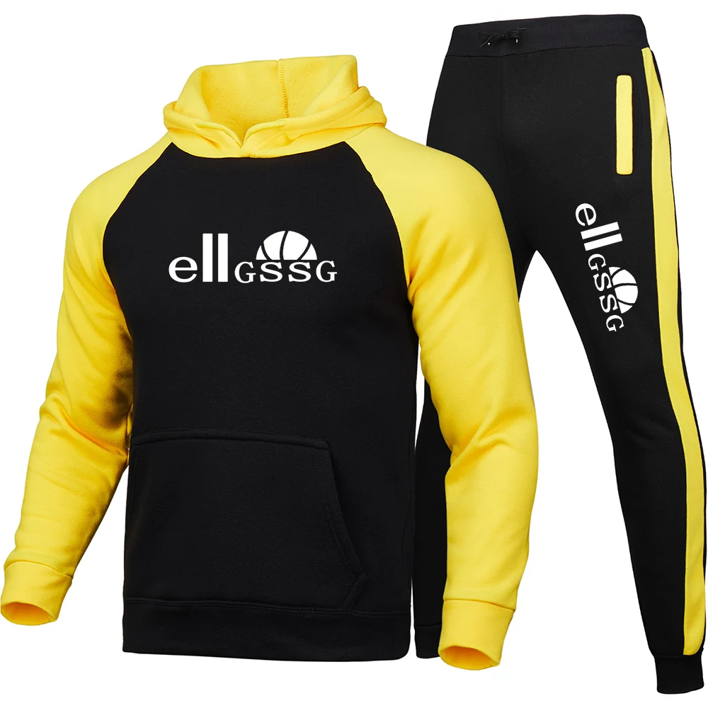 

Men's new sports and leisure sweater printing men's fashion raglan sleeve sports and leisure suit stitching hooded sweater trend