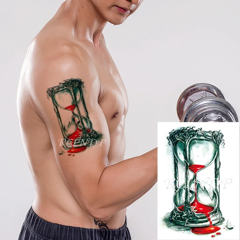 Waterproof Temporary Tattoo Sticker Hourglass Bleeding Red Liquid Tree Patterns Fake Flash for Girl Women Men | Красота и здоровье