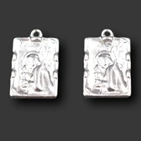 15pcs silver plated catholic virgin mary square pendant diy charm bracelet necklace jewelry crafts making p685