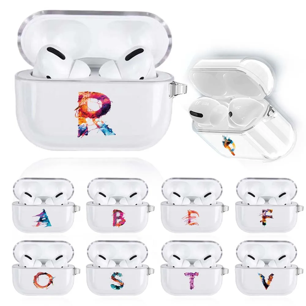 

Cases for Apple AirPods Pro Initials Name Soft TPU Protective Bluetooth Earphone earpod Cover Charger air pods Pro Case Cute Box