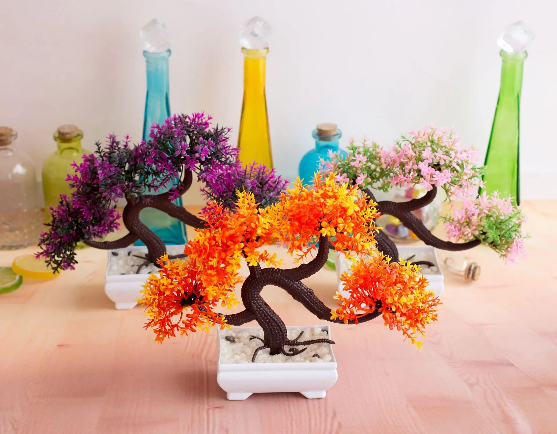 21x27cm 4Forks Small Pine Tree Potted Bonsai Christmas Halloween Home Garden Decor Fake Plants Wedding Birthday Party Supplies | Дом и сад