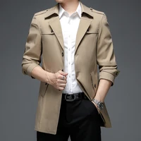 england style men trench coat khaki black grey royalblue single breasted trenches smart casual overcoat male outerwear 2022 new