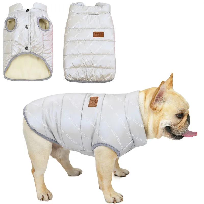 

Letter Pattern Dog Clothes Warm Coat Winter Gray/Rose/Blue Sleeveless Vest Padded Jacket For Small Dogs French Bulldog Apparel L