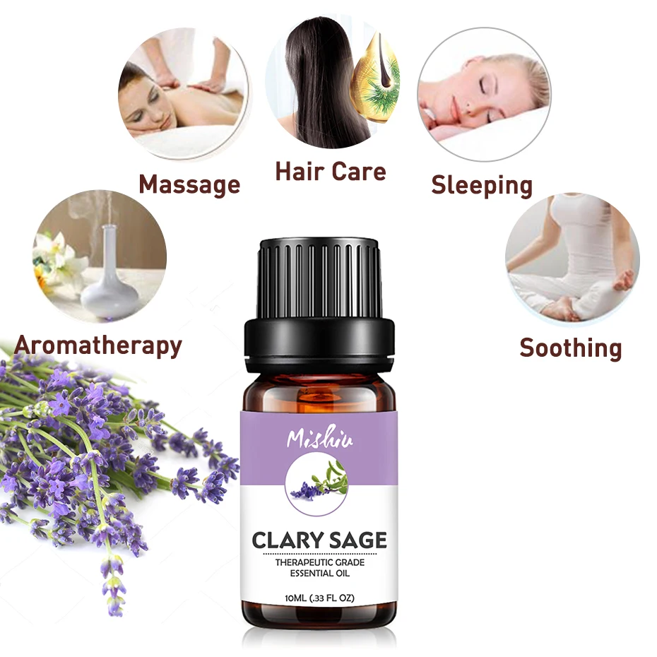 Mishiu 10 мл Clary Sage эфирное масло гормональный баланс напряжение эмоции снимают