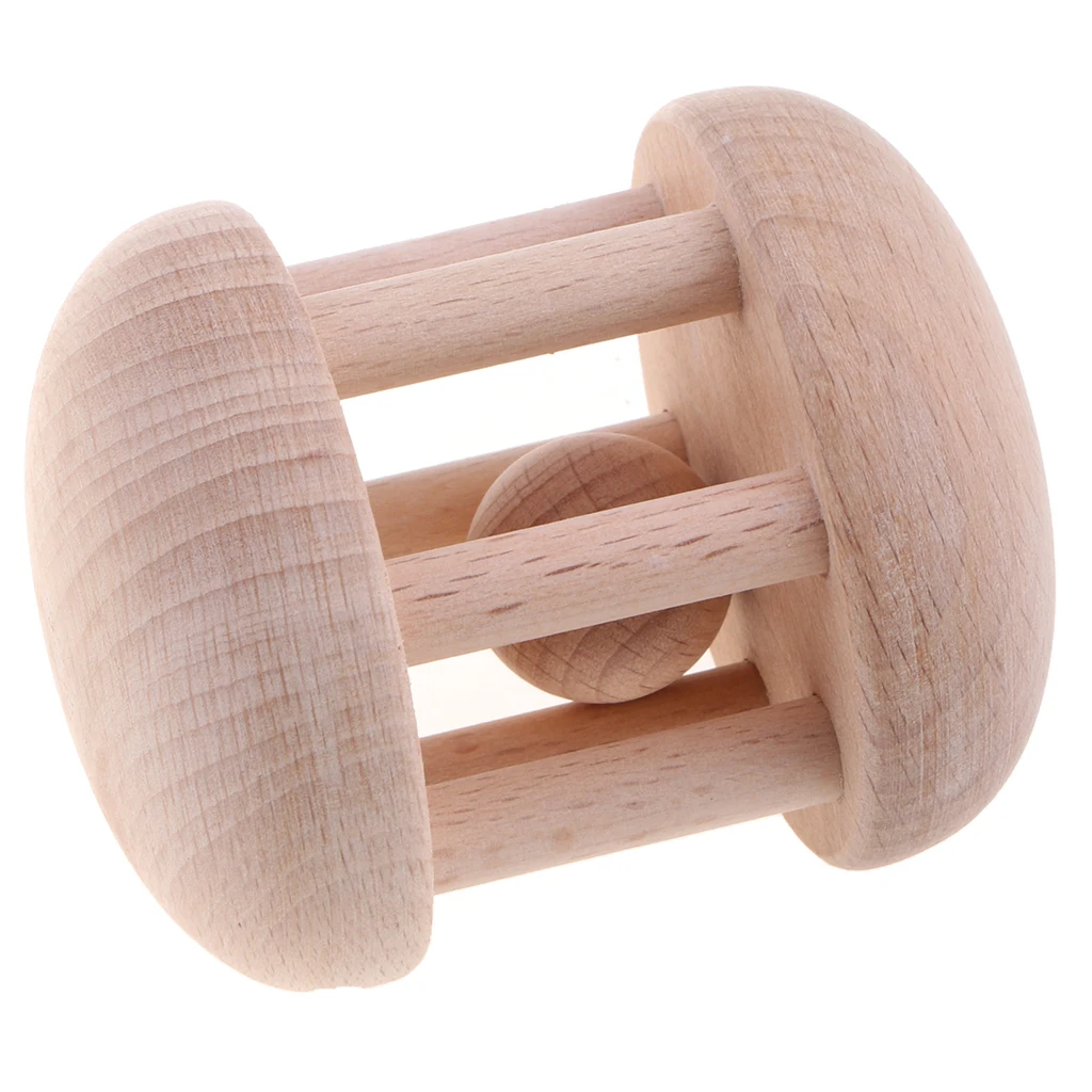

Wooden Baby Rattle Educational Grasping Montessori Development Toy Handbell
