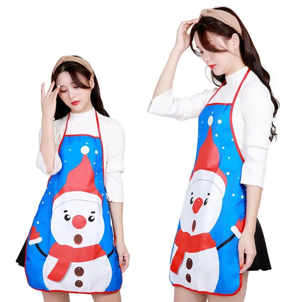 Счастливого Рождества Санта Клаус снеговик лося кухонный фартук приготовление