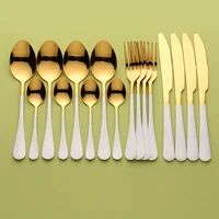 lingeafey kitchen tableware steel golden cutlery set stainless steel spoon fork knife set silverware dinnerware set dropshipping