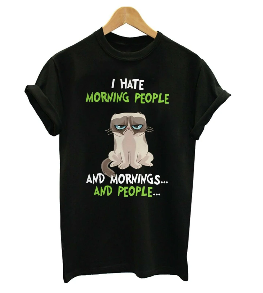 I Hate Morning люди и люди-футболка облегающая футболка | Мужская одежда