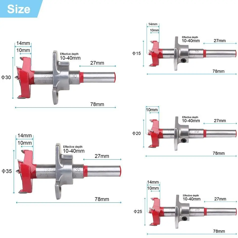 

1pc Diameter 15/20/25/30/35mm Adjustable Carbide Drill Hole Open-Boring Bit Tipped Woodworking Tool