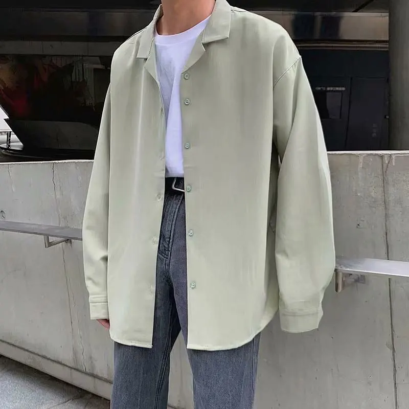 

2021 Men's Suit Collar Lining Loose Coats Long Sleeve Slim Fit Shirt French Cuff Mens Fashion 6 Color Shirts Camisa Masculina