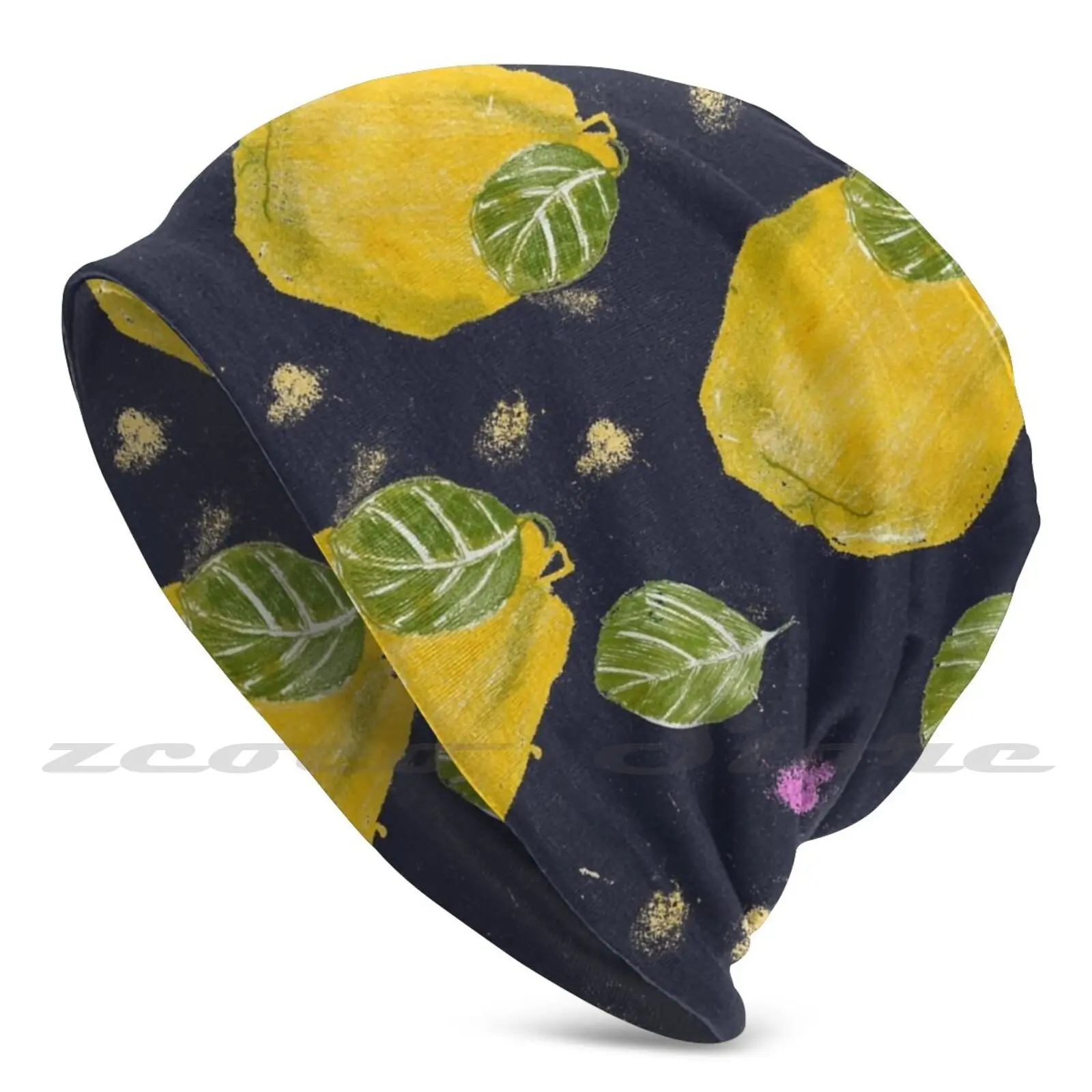 

Quinces Personalized Pattern Knit Hats Plus Size Elastic Soft Cap Quit Quince Yellow Autumn Sheet Fruit Funny Tasks Cool Tasks