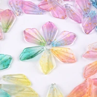 10pcs 13x23mm flower petal shape crystal lampwork glass loose top drilled pendants beads lot for jewelry making findings diy