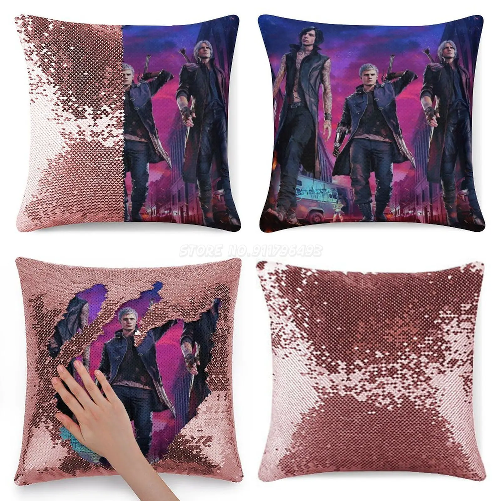 5 Постер-Неро Данте V Пайетки Наволочка на Подушку для Дивана 40X40см Русалочка Неро Игровые Игры.