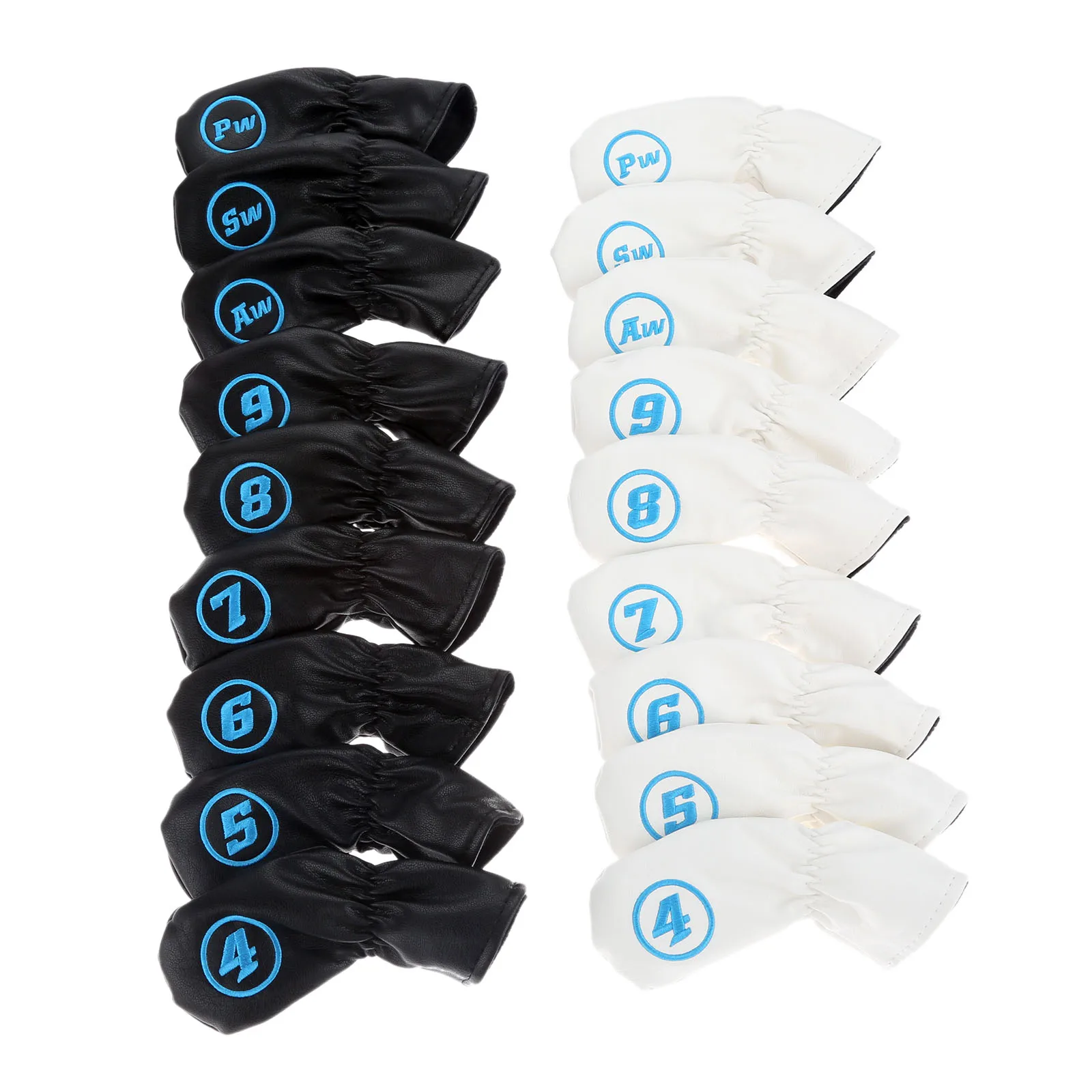 S Head Covers Set Club Headcovers Waterproof Soft Pu Leather No. 4,5,6,7,8,9,aw,sw,pw Golf Iron Putter Headcover