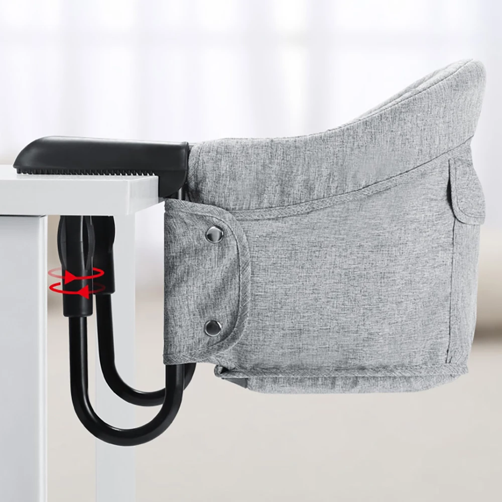 Портативный детский стул складной для кормления высокий с зажимами обеденного