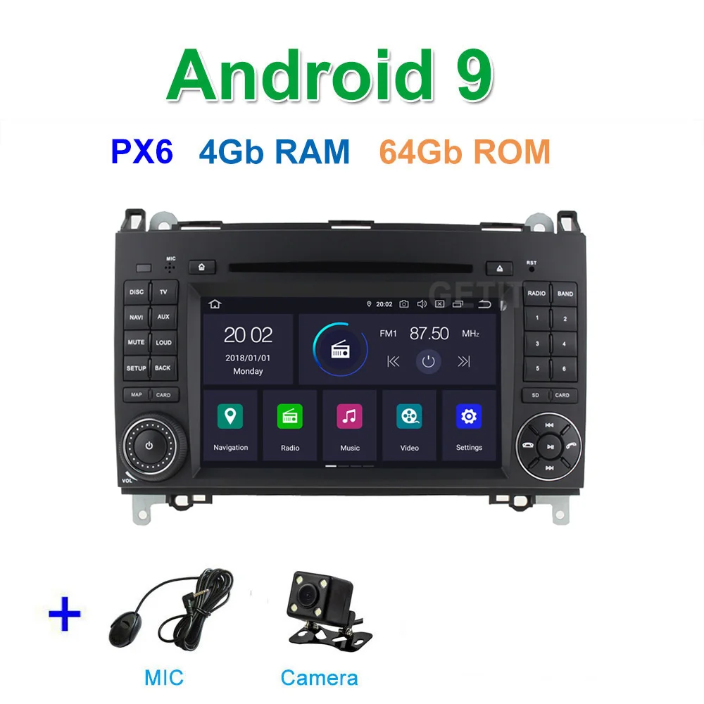 PX6 4G CAMERA DSP 64G PX6 Android 9,0 автомобильный DVD мультимедиа радио gps для Mercedes Benz B200 W169 W245 Viano Vito W639 Sprinter W906 - Цвет: PX6 4G CAMERA