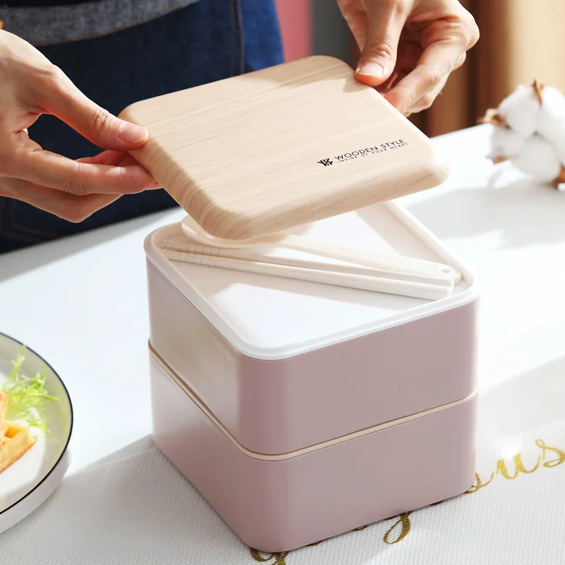 Health Lunch Box High Capacity Double Layer With Cutlery Food Container Outdoor Office School Portable Bento Set 1400ml | Дом и сад