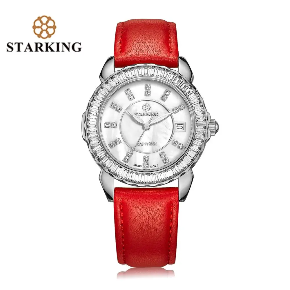 BL0863SL51 Бренд STARKING, женские кварцевые часы, модные женские красные часы, повседневные часы с кожаным ремешком, винтажные наручные часы BL0863 - Цвет: BL0863SL51