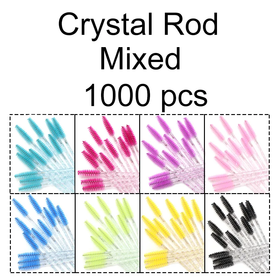 1000 Pcs Glitter Mascara Wands Disposable Eyelash Brushes for Extensions Eye Lash Applicator Crystal Handle Makeup Tool Kits