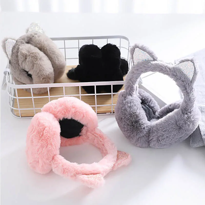 Calymel модные складные кошачьи уши наушники с блестками для женщин и девочек