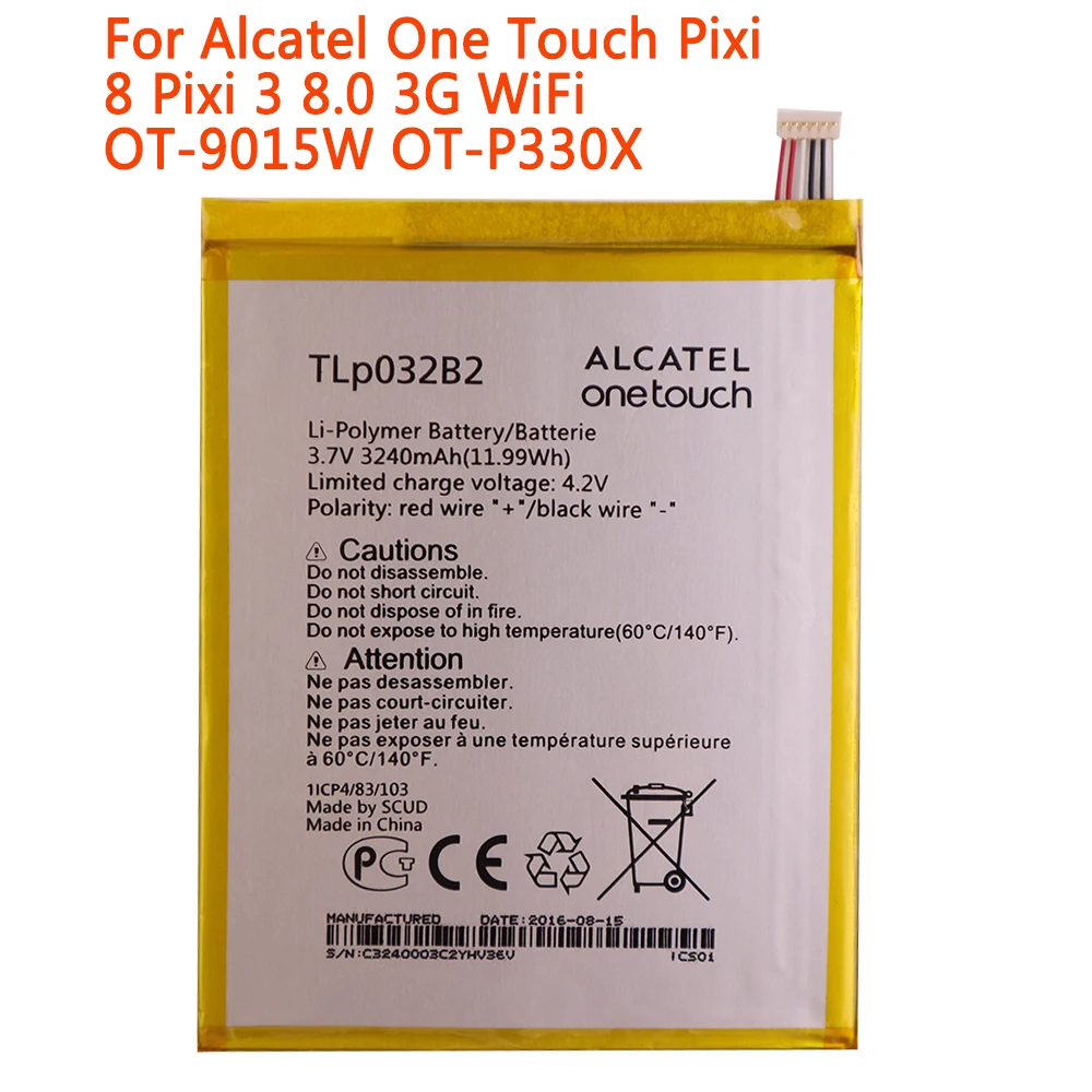 Высокое качество 3240 мАч TLp032B2 батарея для Alcatel One Touch Pixi 8 3 0 3G WiFi OT-9015W OT-P330X TLp032BD |