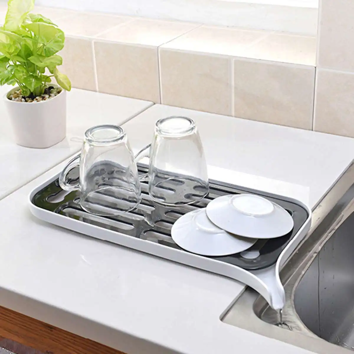 Сушилка пластиковая сушилка для посуды большая сушилка над раковиной Worktop кухонный Органайзер сушилка для посуда для фруктов