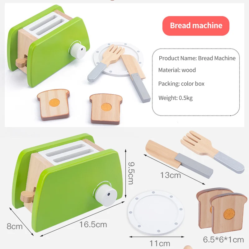

Wooden Kitchen Pretend Play Toy Simulation Kitchen Cooking Funny Miniature Machine Food Early Learning Educational Baby Toys