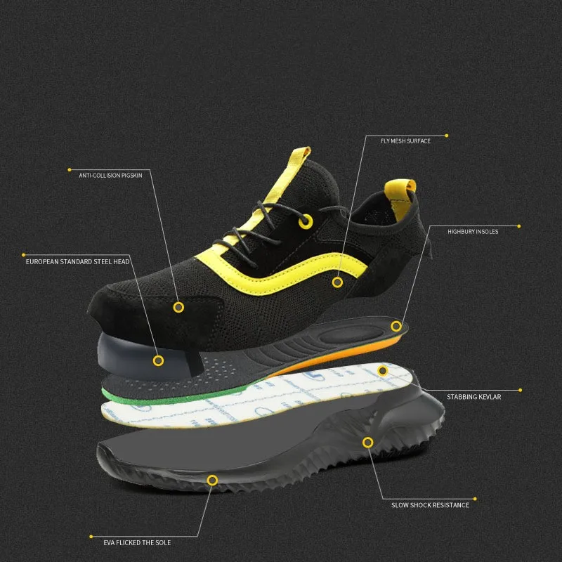 Мужские рабочие защитные ботинки со стальным носком непрокалываемые ботильоны