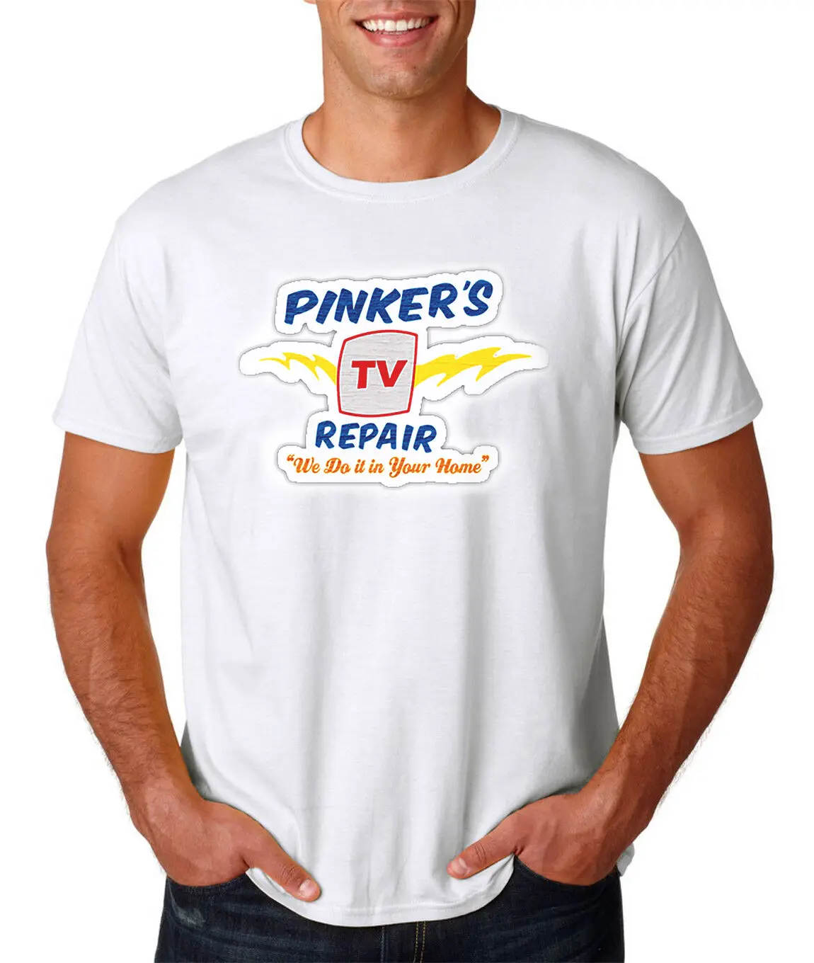 Футболка Pinker's tv Repair/костюм фильма ужасов на Хэллоуин|Мужские футболки| |