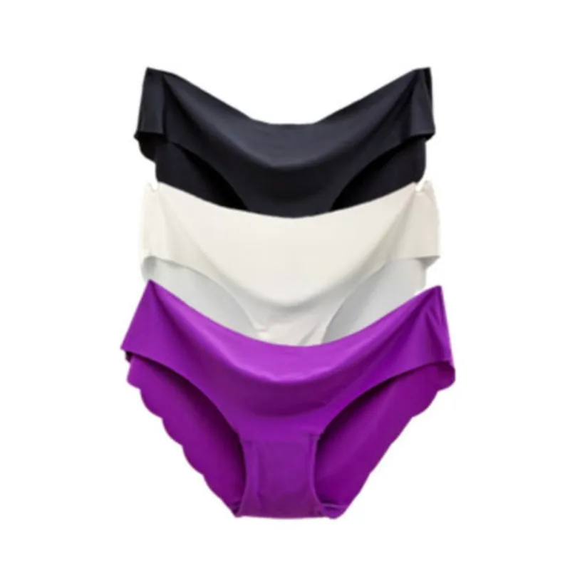 

Seamless Women Panties Ice Silk Underwear Ruffle Panties Underpants Sexy Lingerie Seamless Smooth Briefs Lady Girl Skinny Girl